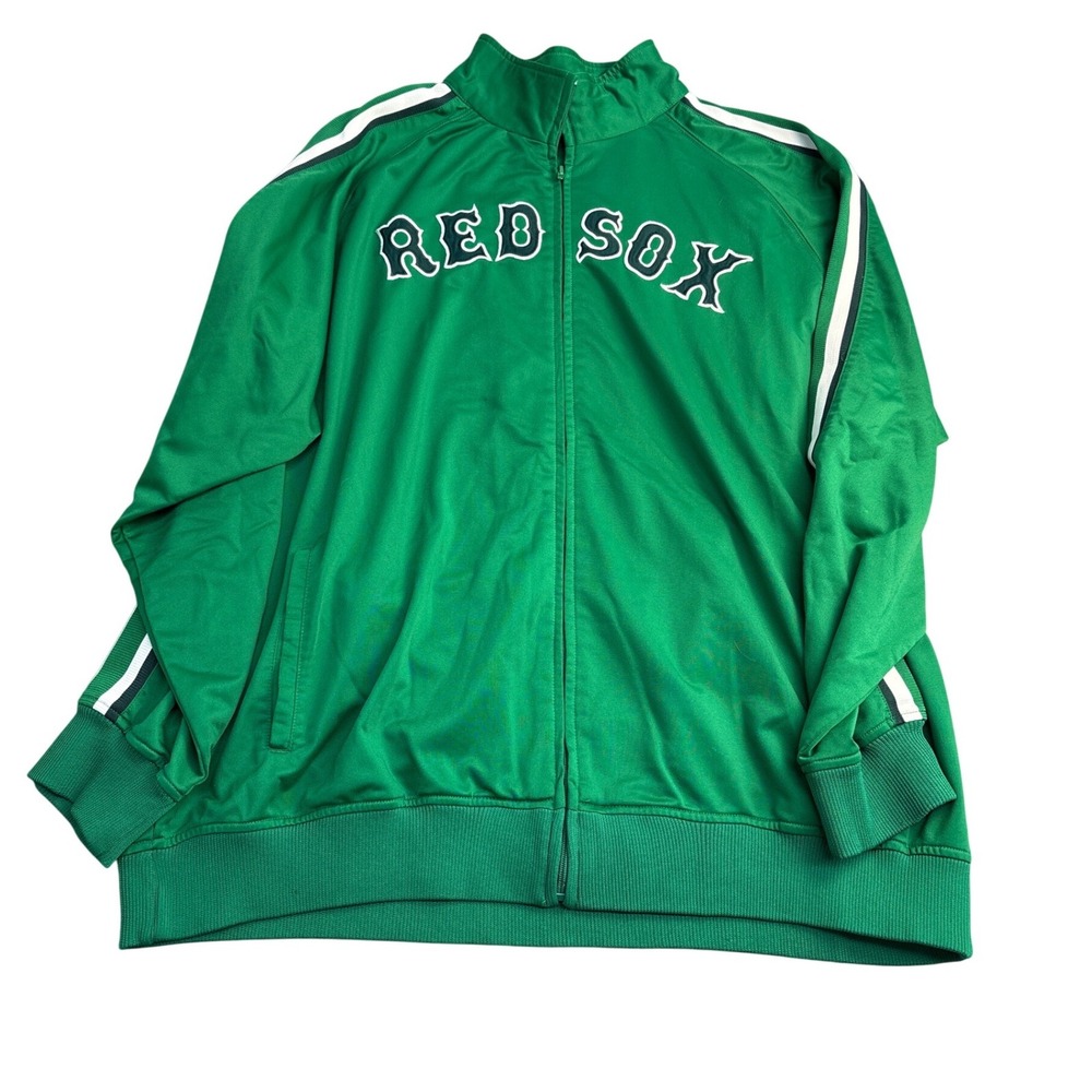 Stitches Boston Red Sox Track Jacket Green MLB Full Zip Mens 2XL Embroidered